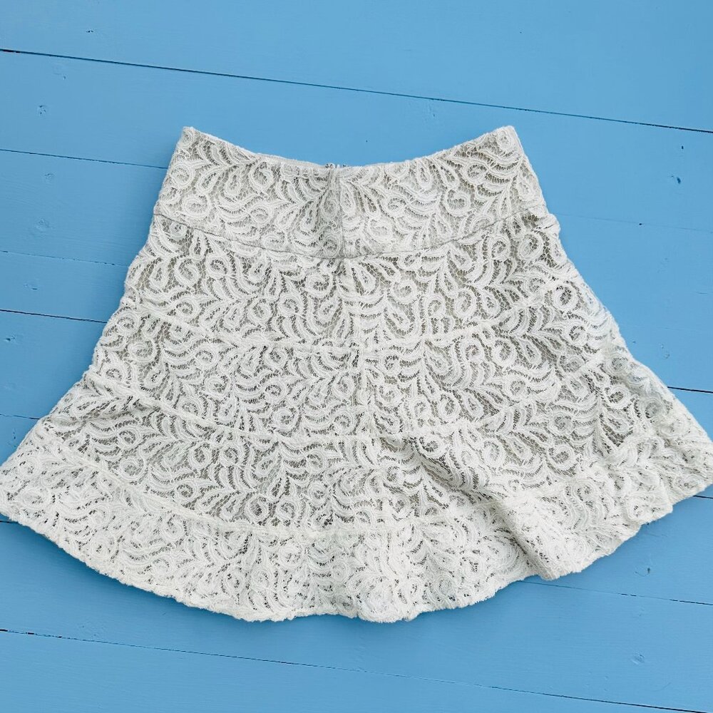 Express Ivory Lace Skater Mini Skirt 00 Lined Fit Flare Wedding Bridal